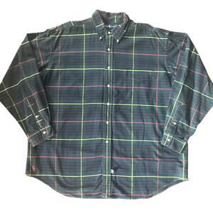 Vintage Ralph Lauren Big Oxford Plaid Shirt XL 100% Cotton Button-Down Polo